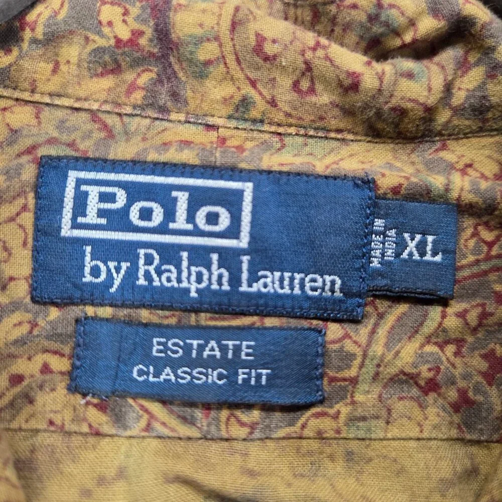 Vintage Polo Ralph Lauren Estate Classic Fit Abstract Print Button Down Shirt XL